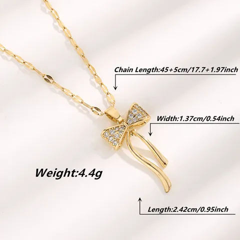 Golden Bow Necklace – Graceful Sparkle with Timeless Charm